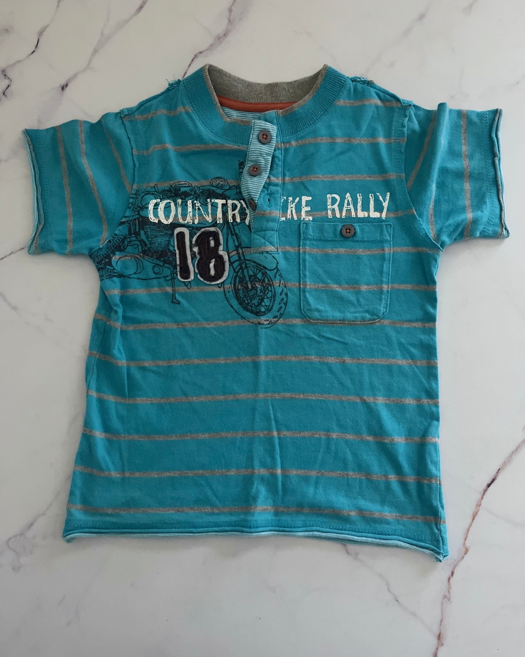 Pumpkin Patch blue striped 'Country Like Rally' golfer 5Y