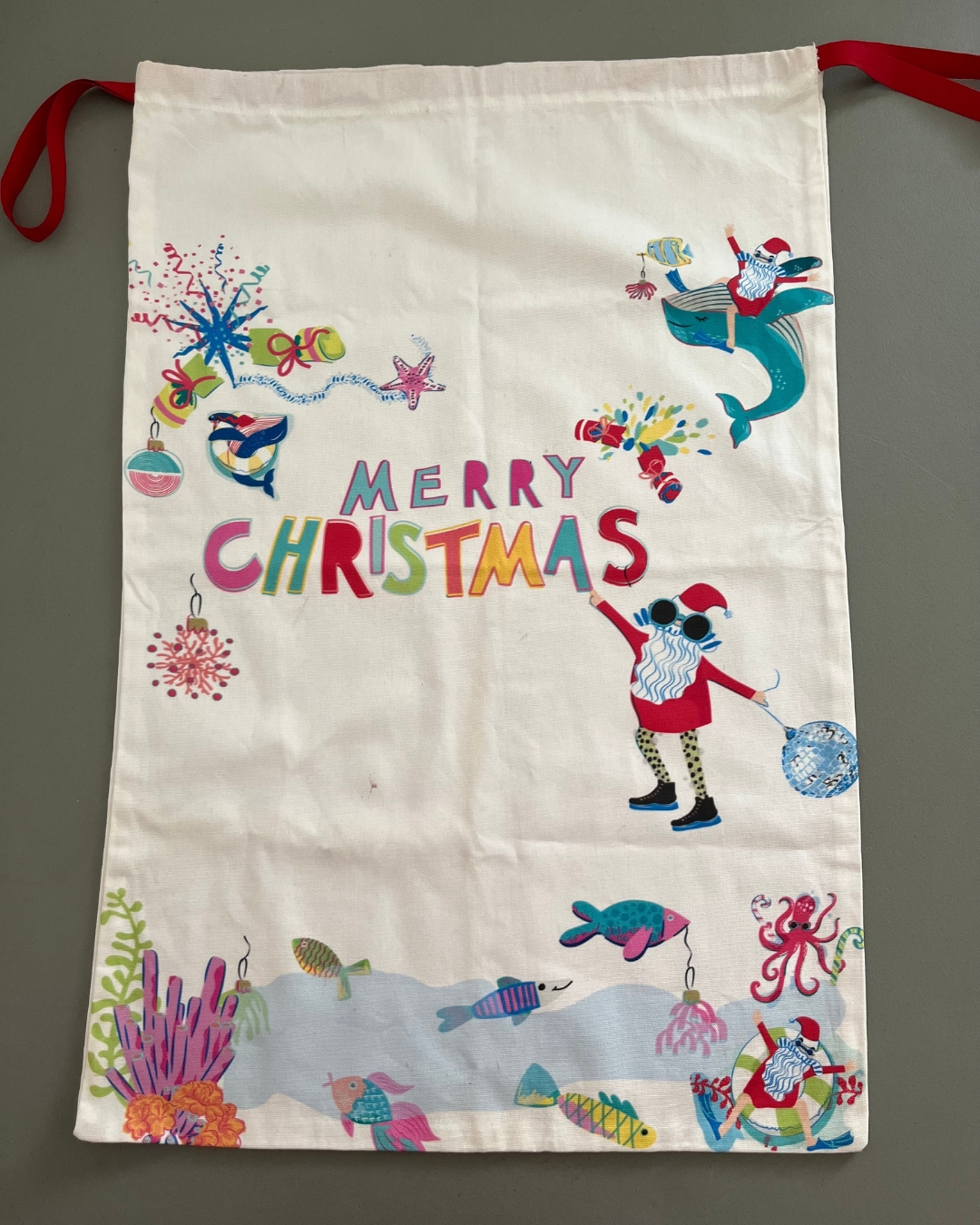 Merry Xmas at the sea stocking bag set