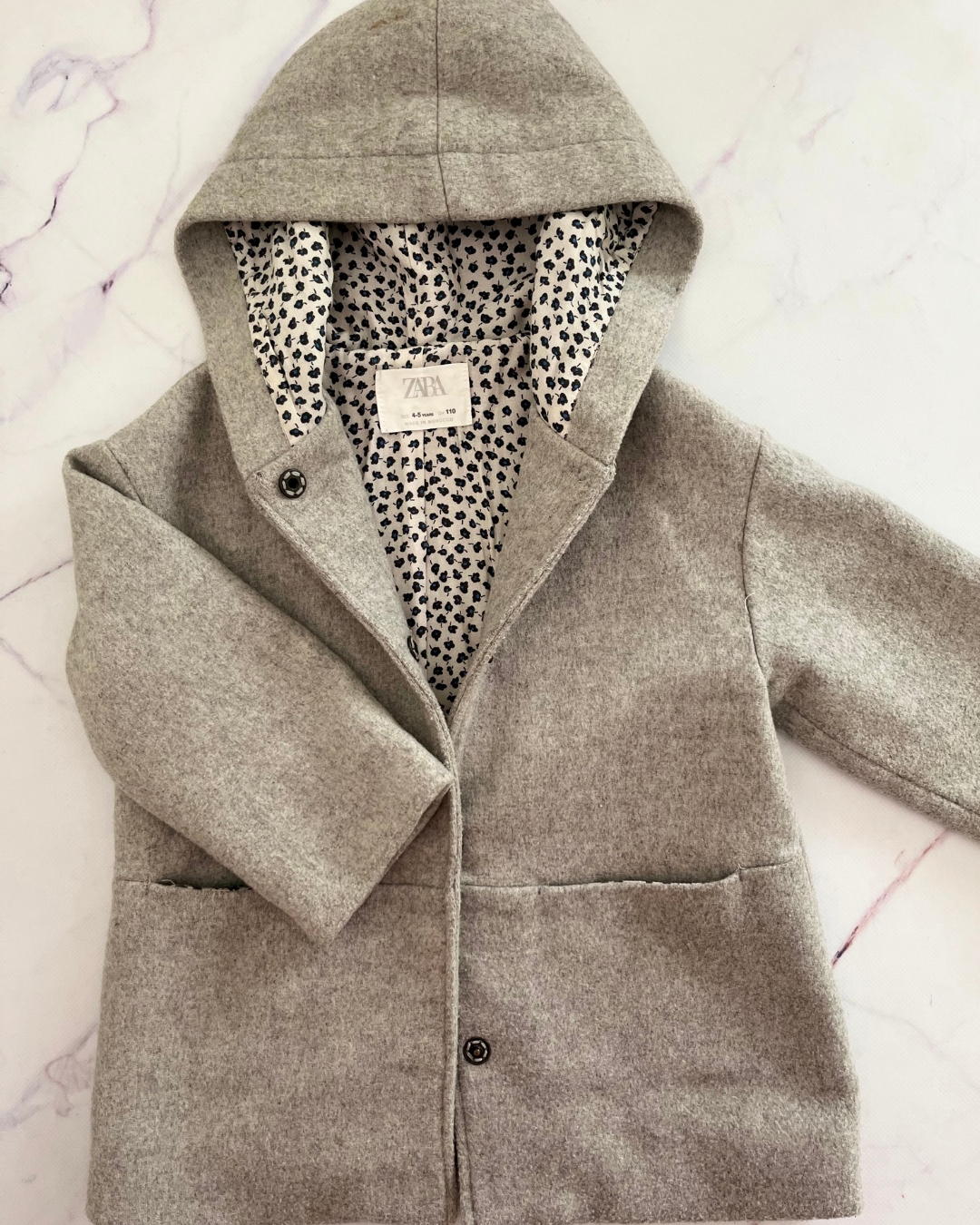 Zara grey hooded jacket 4/5Y