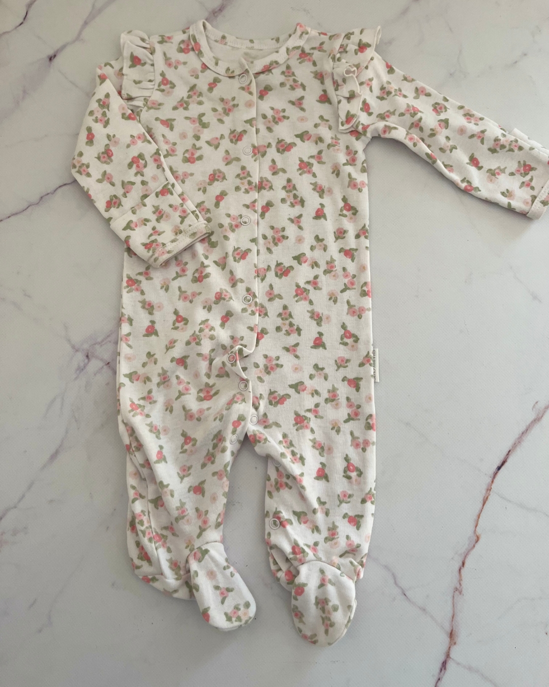 Shabby Chic white floral onesie 6/9M