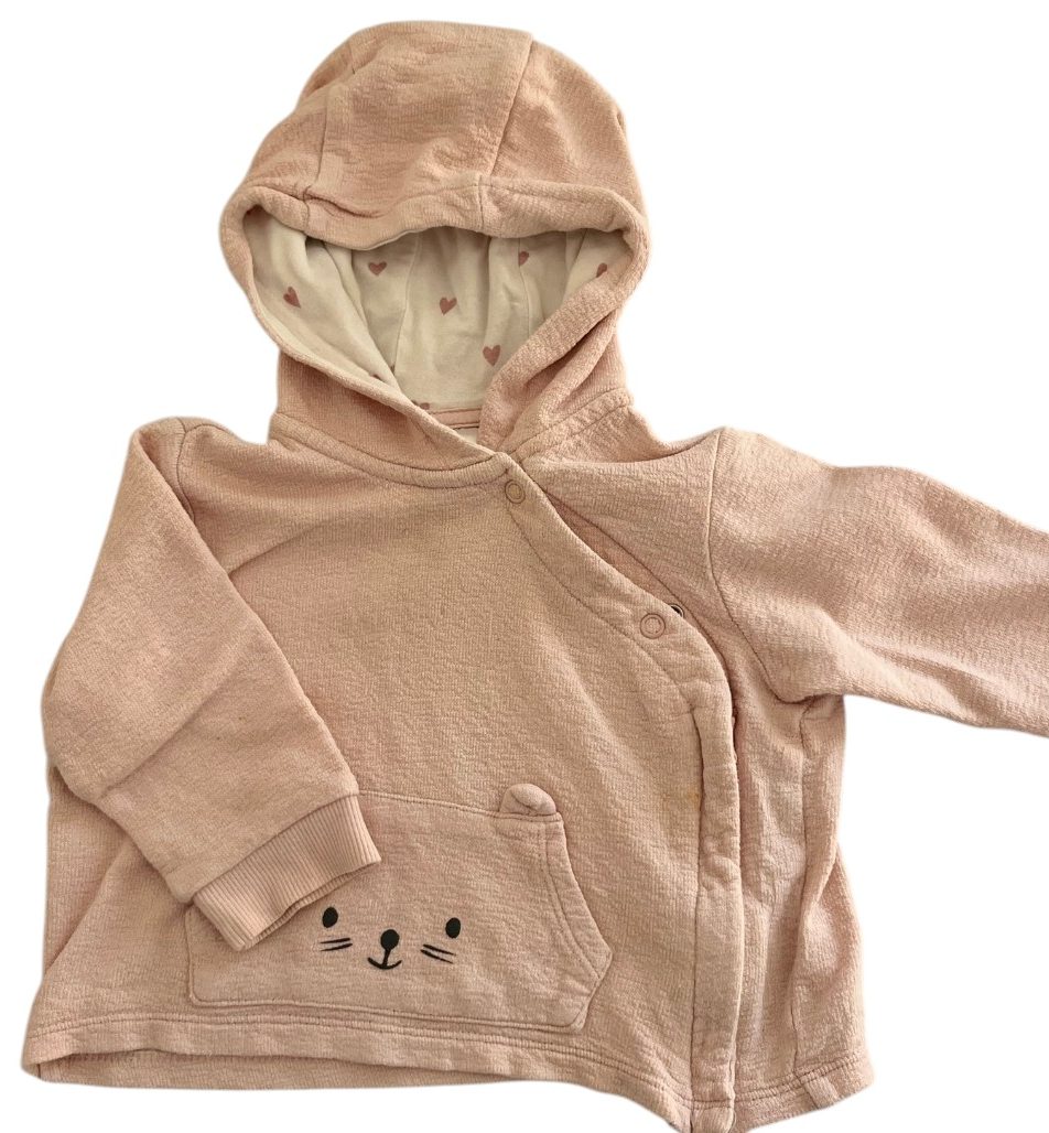 H&M pink kitty hoodie 4/6M