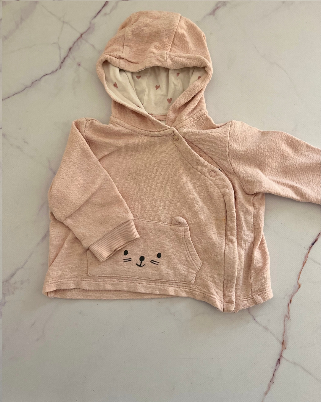 H&M pink kitty hoodie 4/6M