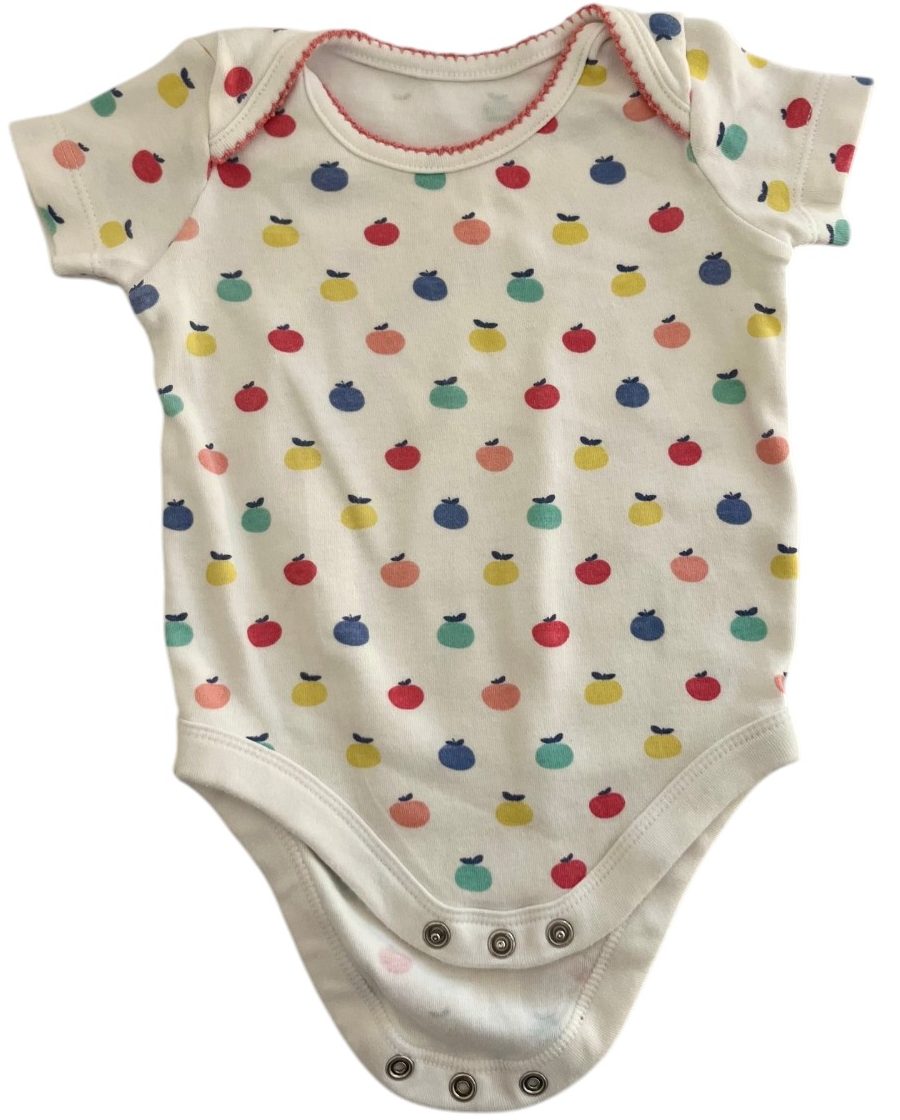 John Lewis white apple baby grow 3/6M