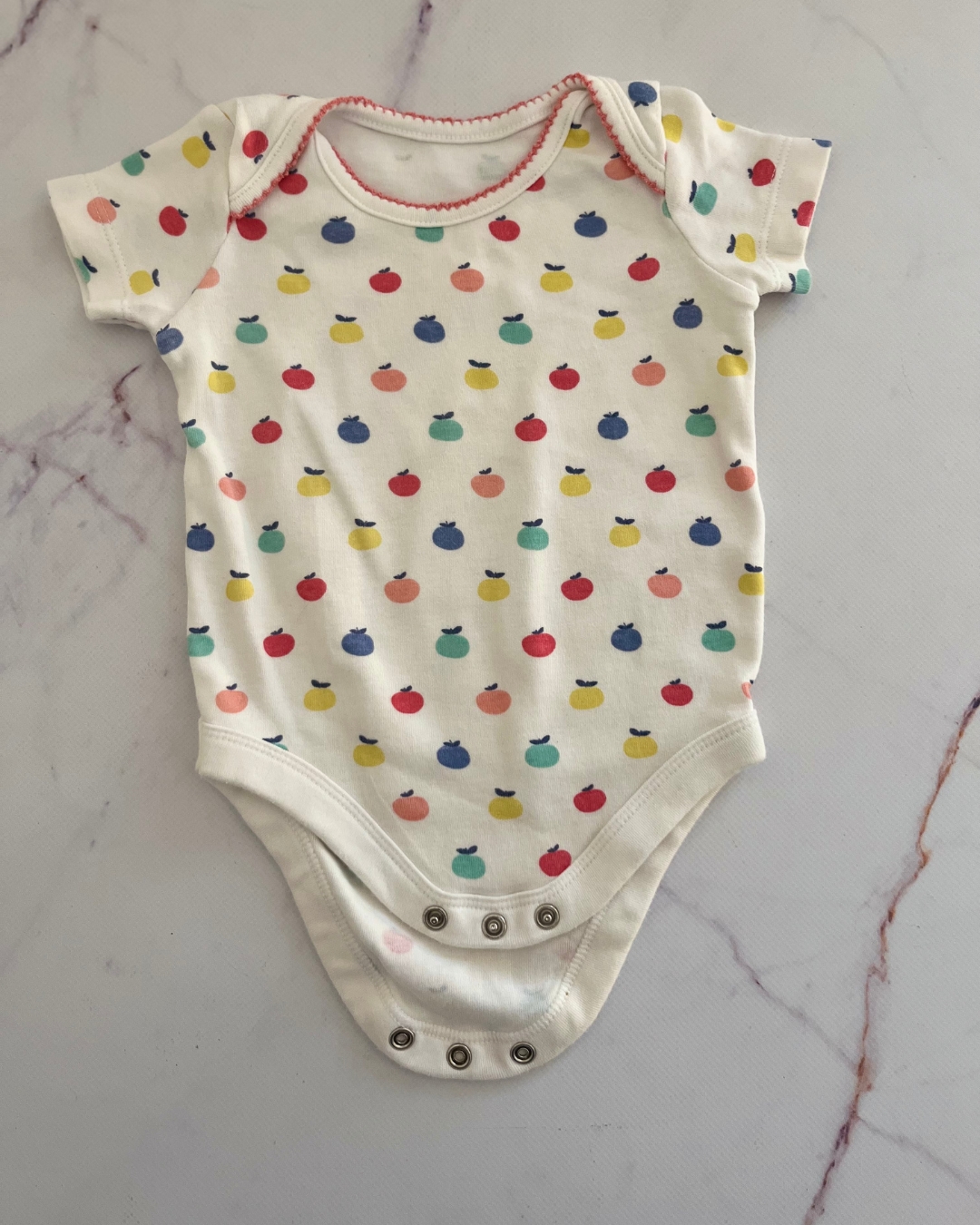 John Lewis white apple baby grow 3/6M
