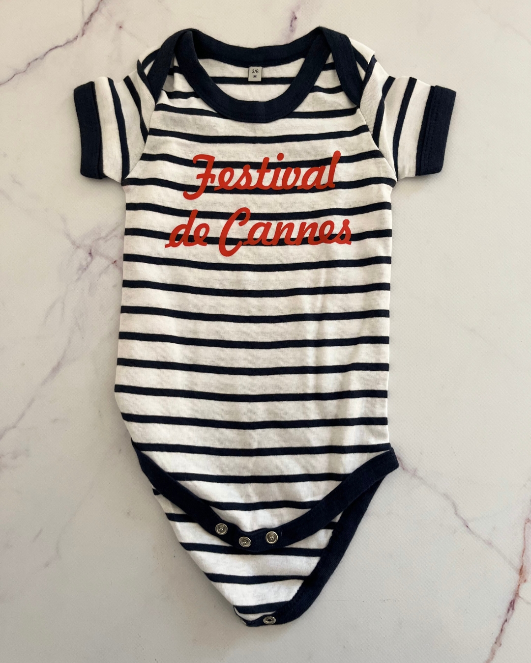 Festival de Cannes black and white baby grow 3/6M