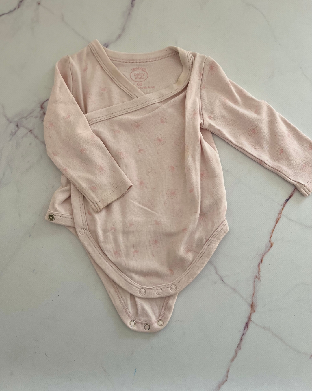 Baby Club pink tonal flower baby grow Newborn