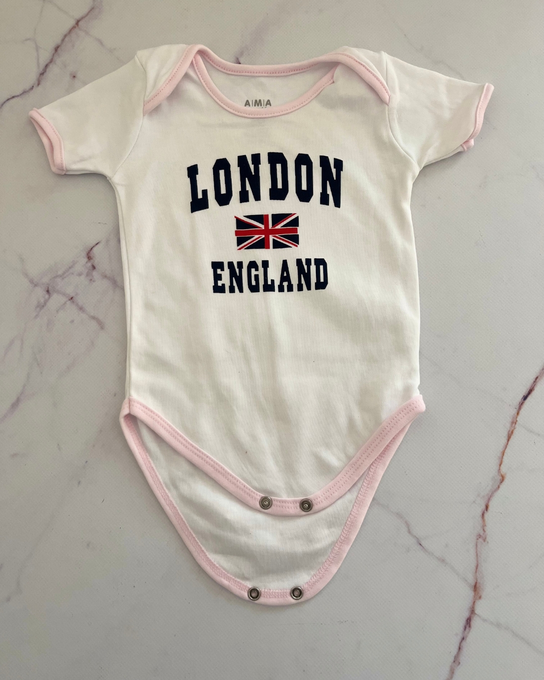 AMA white London England baby grow 9/12M