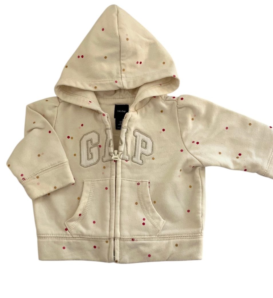 Gap white hoodie with polka dots 3/6M