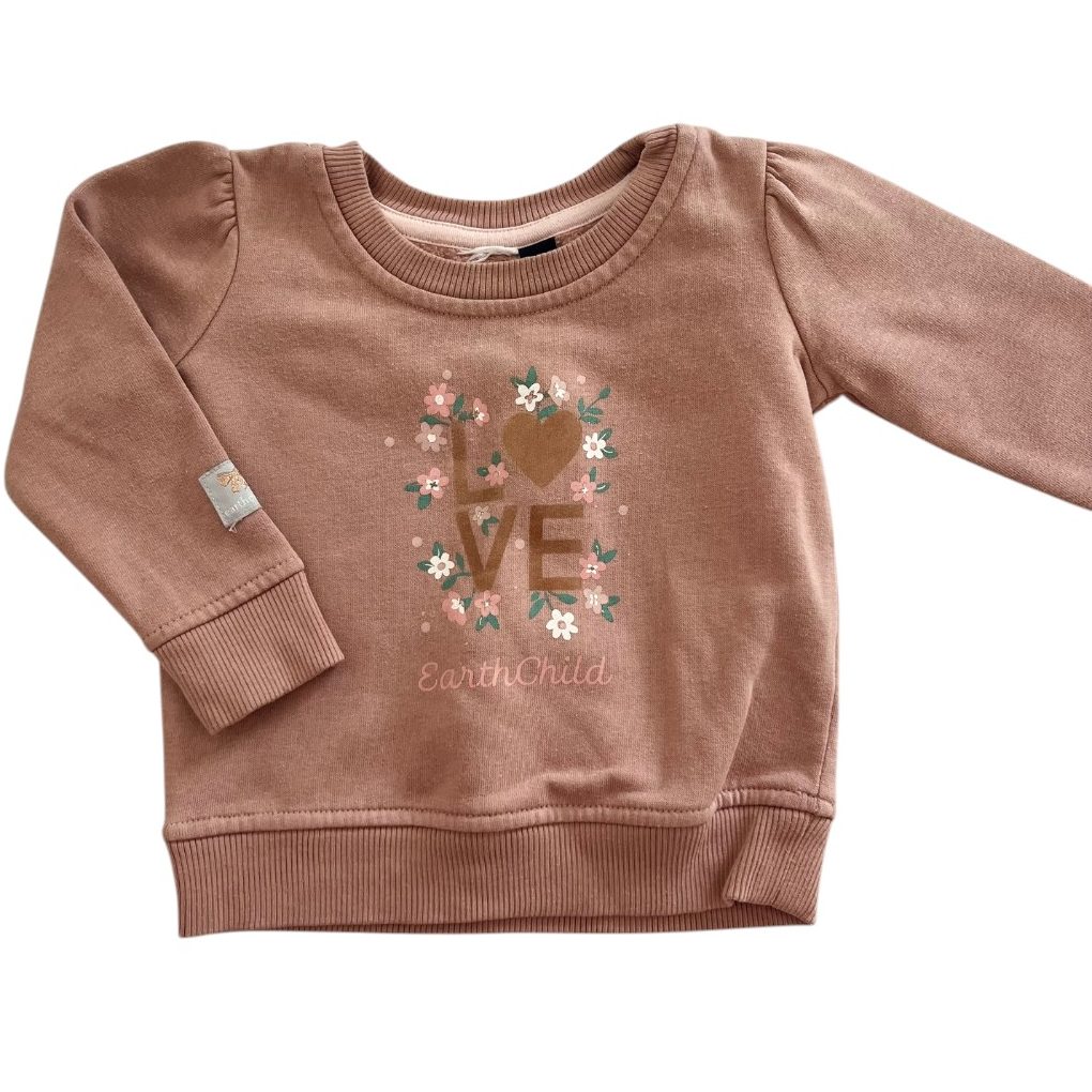 Earth Child pink flower Love sweater 6/12M