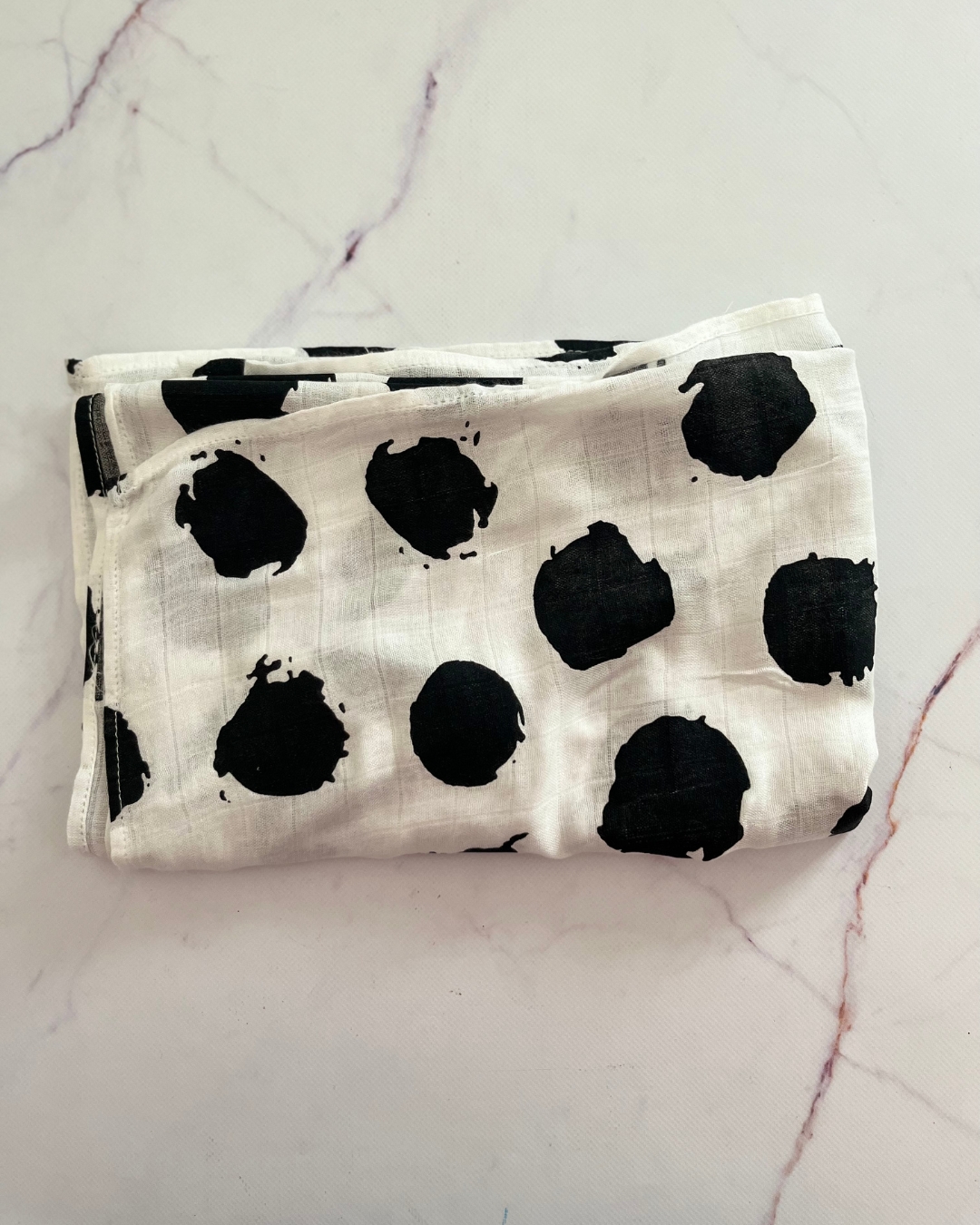 Rapt white muslin with black dots