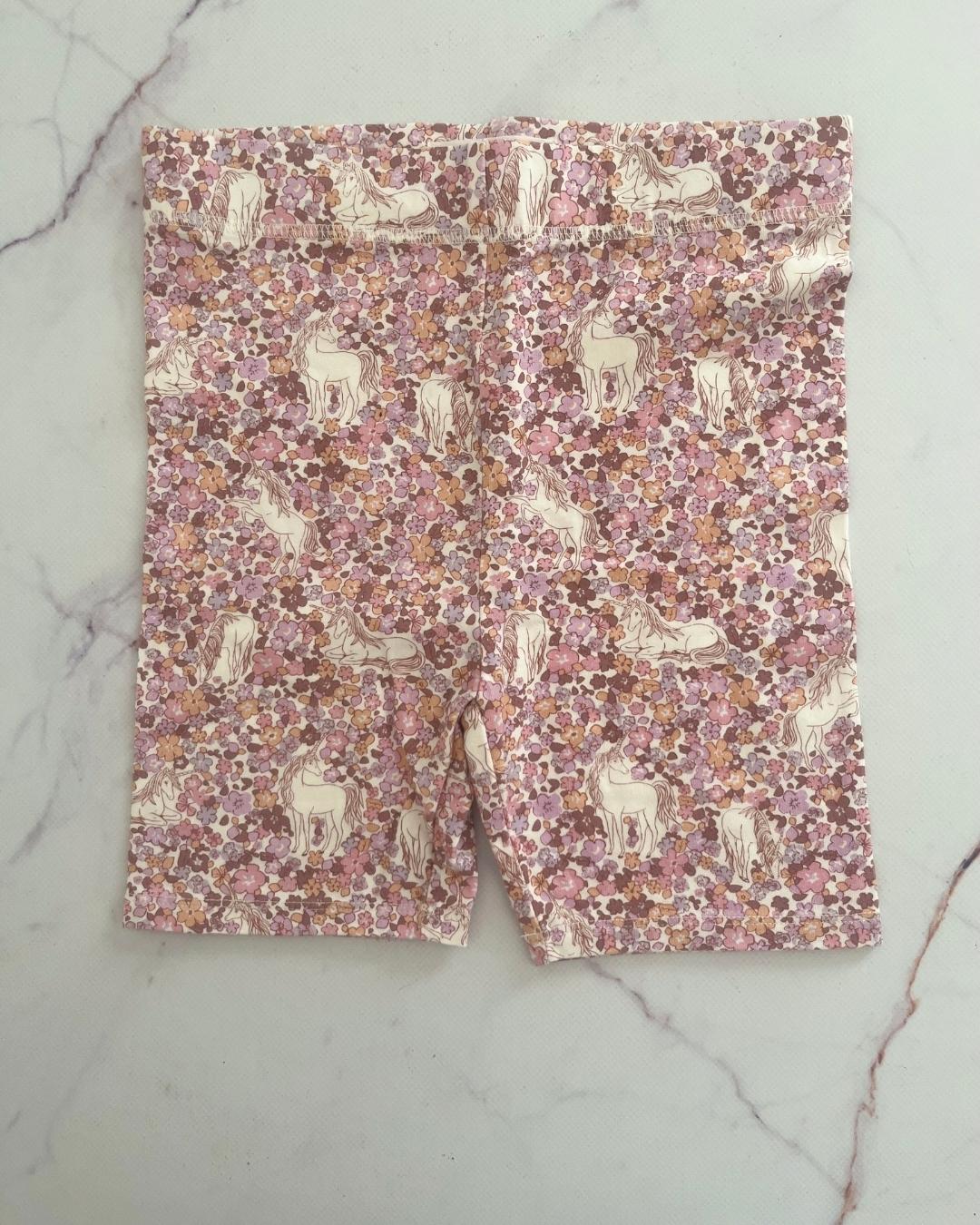 Cotton On beige floral unicorn shorts 9/10Y