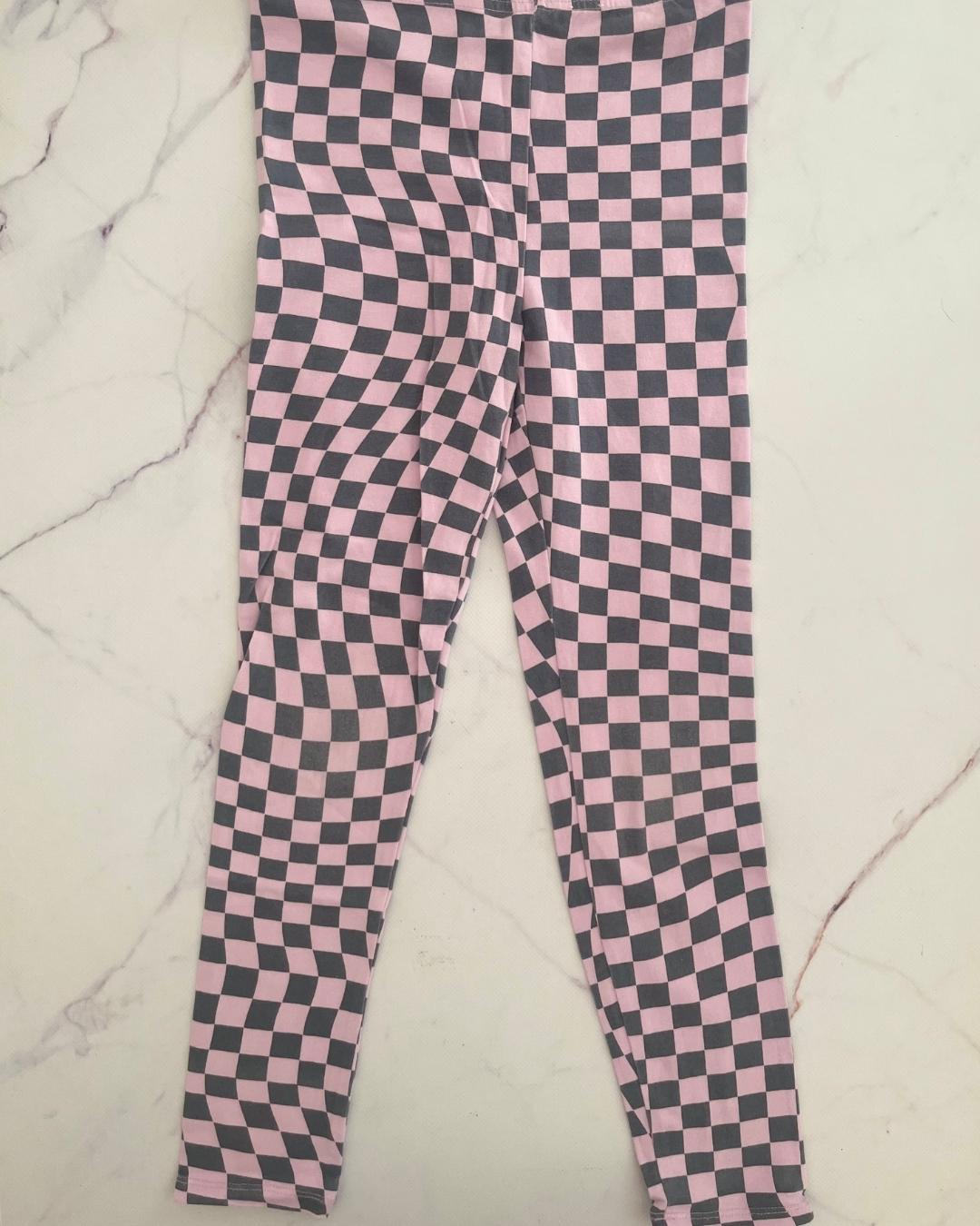 Cotton On pink and black checked pants 9/10Y