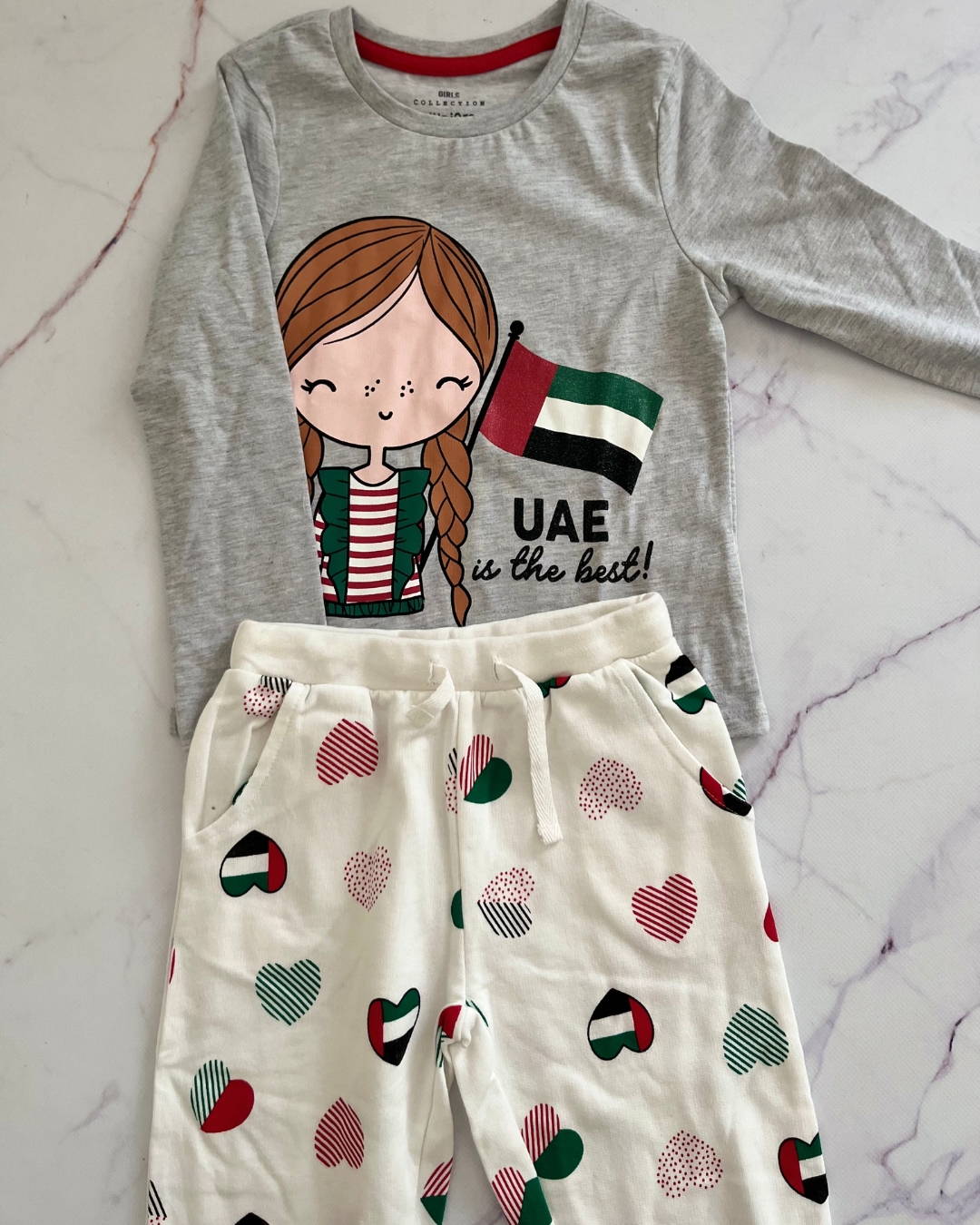 Juniors grey and UAE pajama set 4/5Y