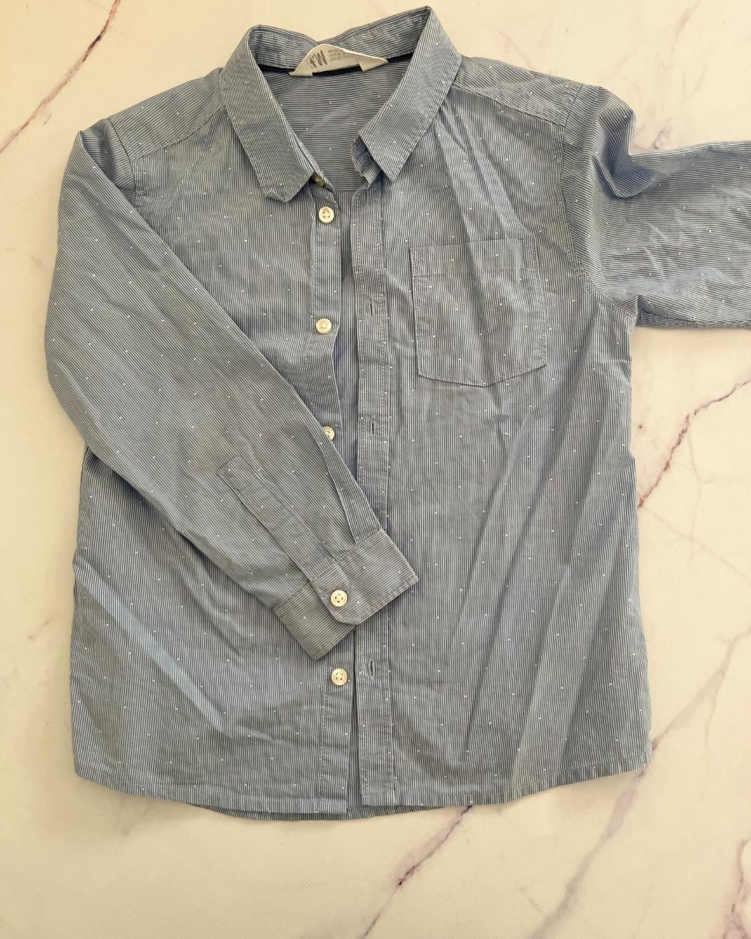 H&M thin blue and white striped collar shirt 6/7Y