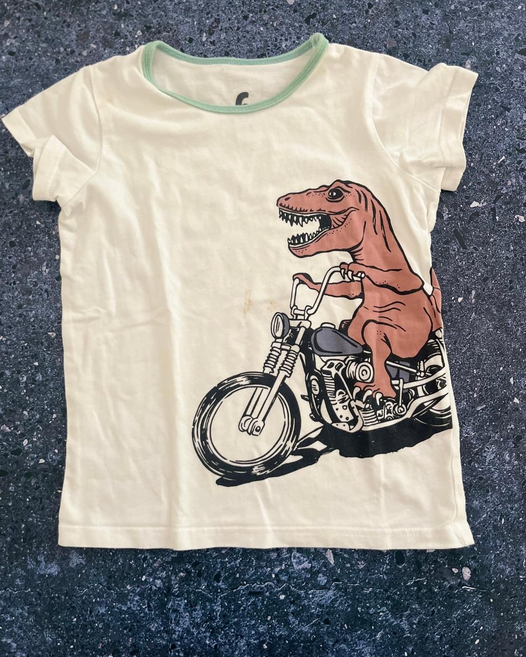 Cotton On white and camo dino motorcycle pajama set 6Y - Image 3