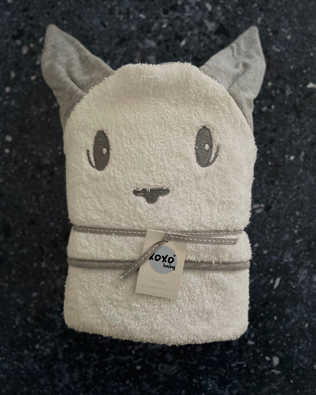 *NEW* XOXO white baby hooded grey panda towel baby