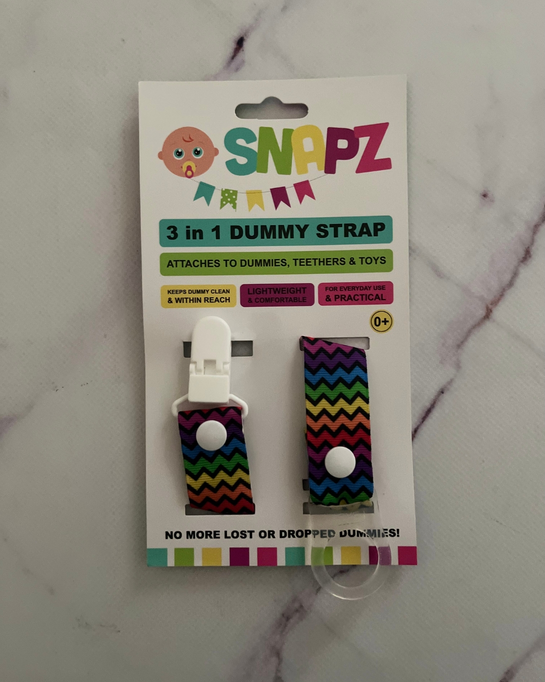 *NEW* Snapz 3 in 1 dummy clip rainbow waves