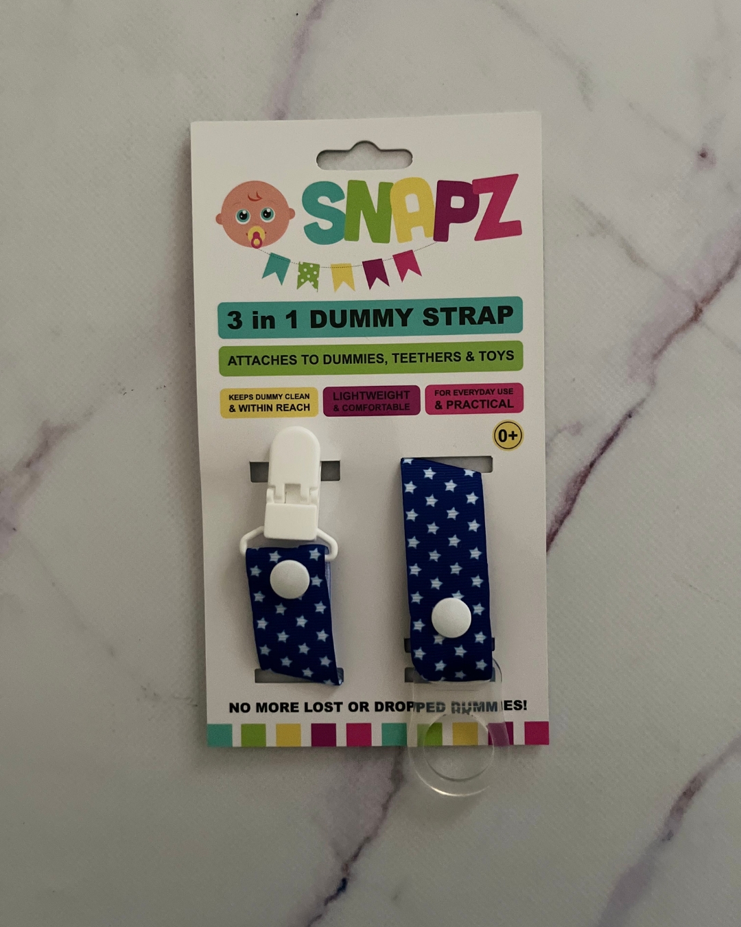 *NEW* Snapz 3 in 1 dummy clip blue stars