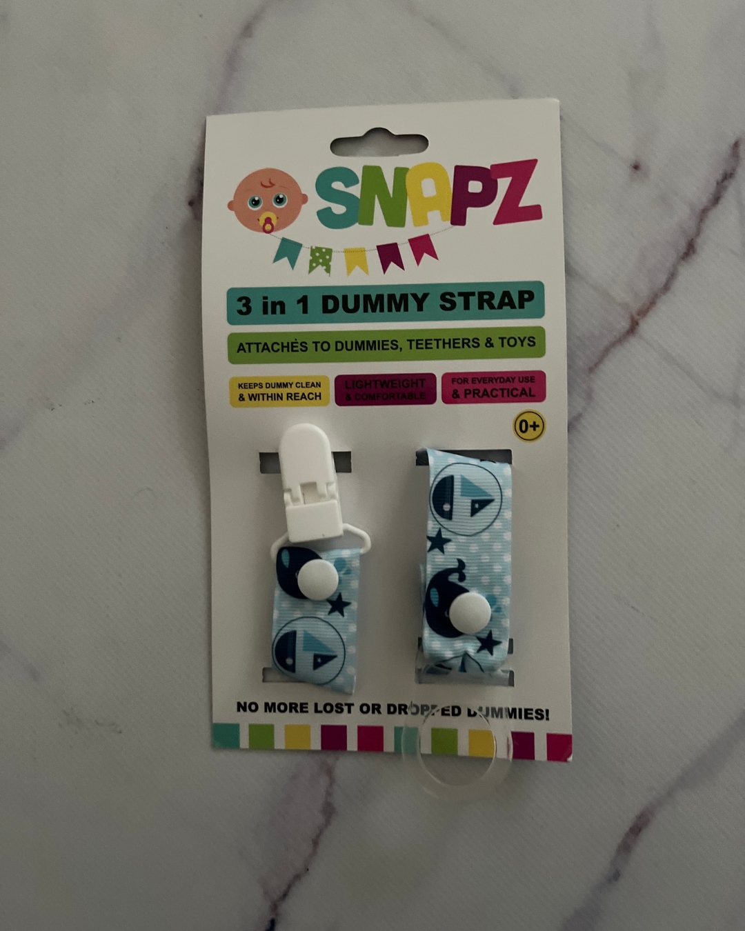 *NEW* Snapz 3 in 1 dummy clip blue boats