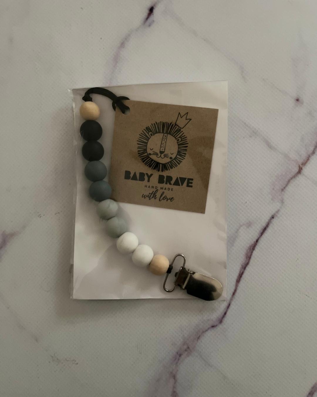 *NEW* Baby Brave dummy clip in black, charcoal and grey