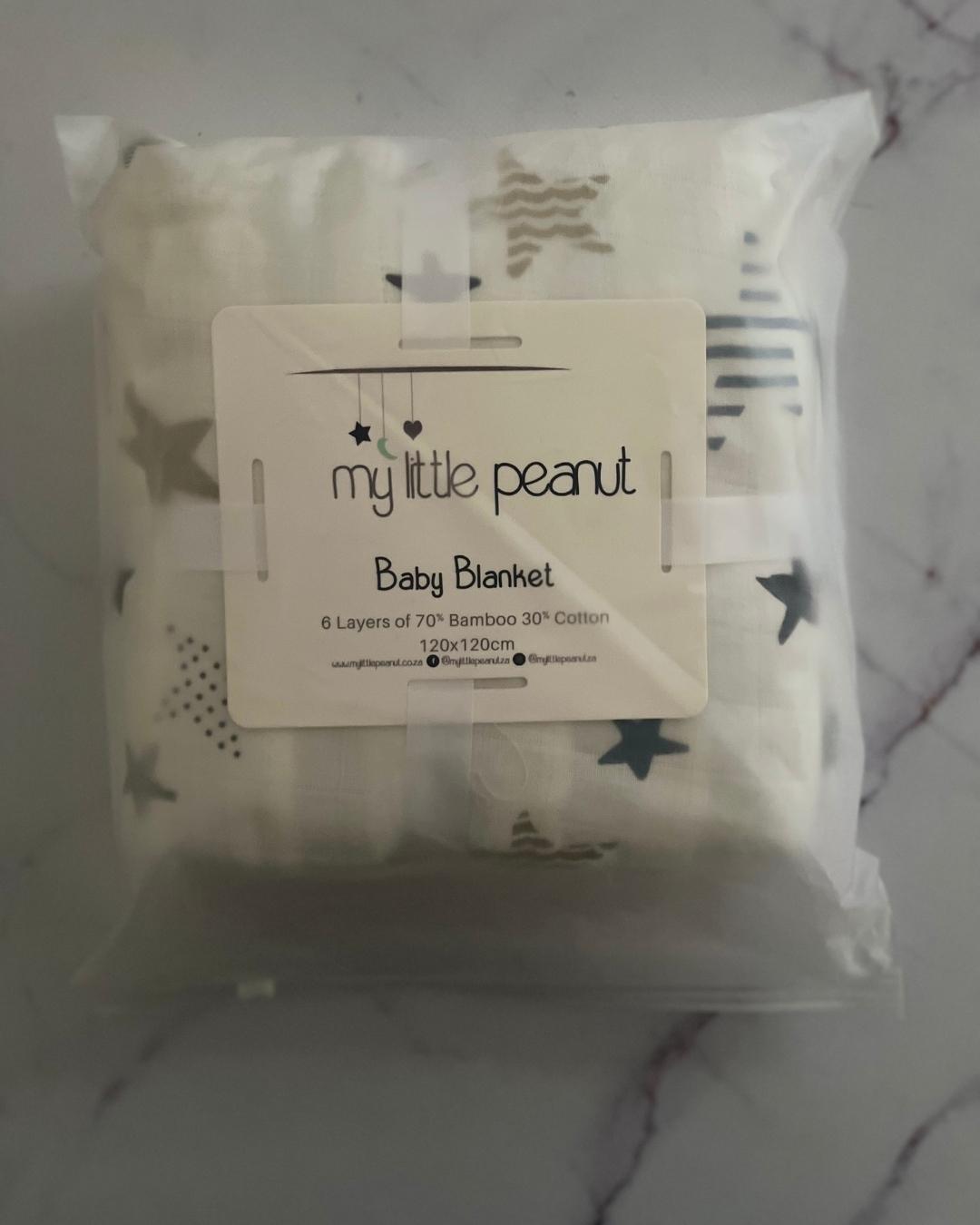 *NEW* My Little Peanut white baby blanket with stars
