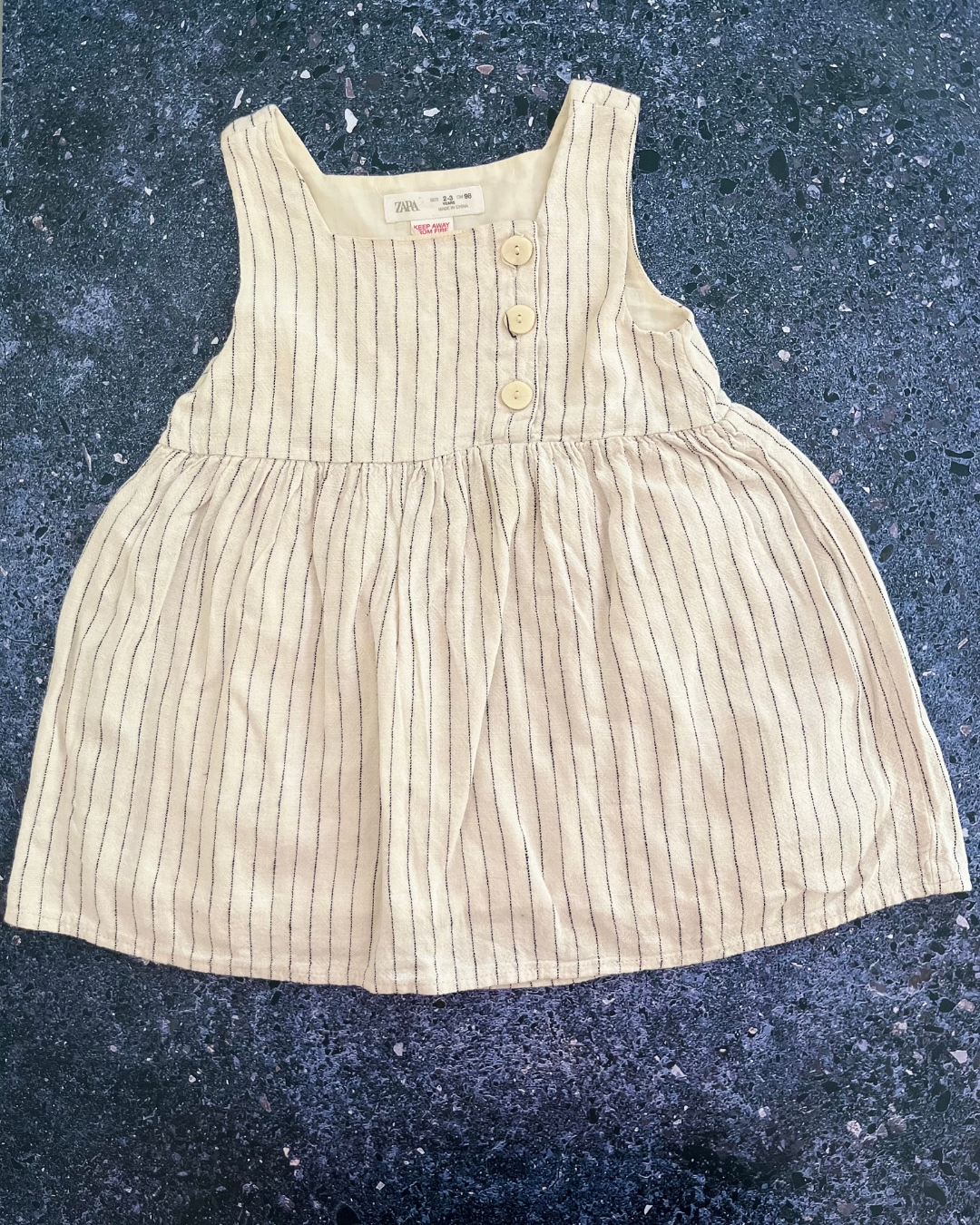 Zara beige and black striped dress 2/3Y