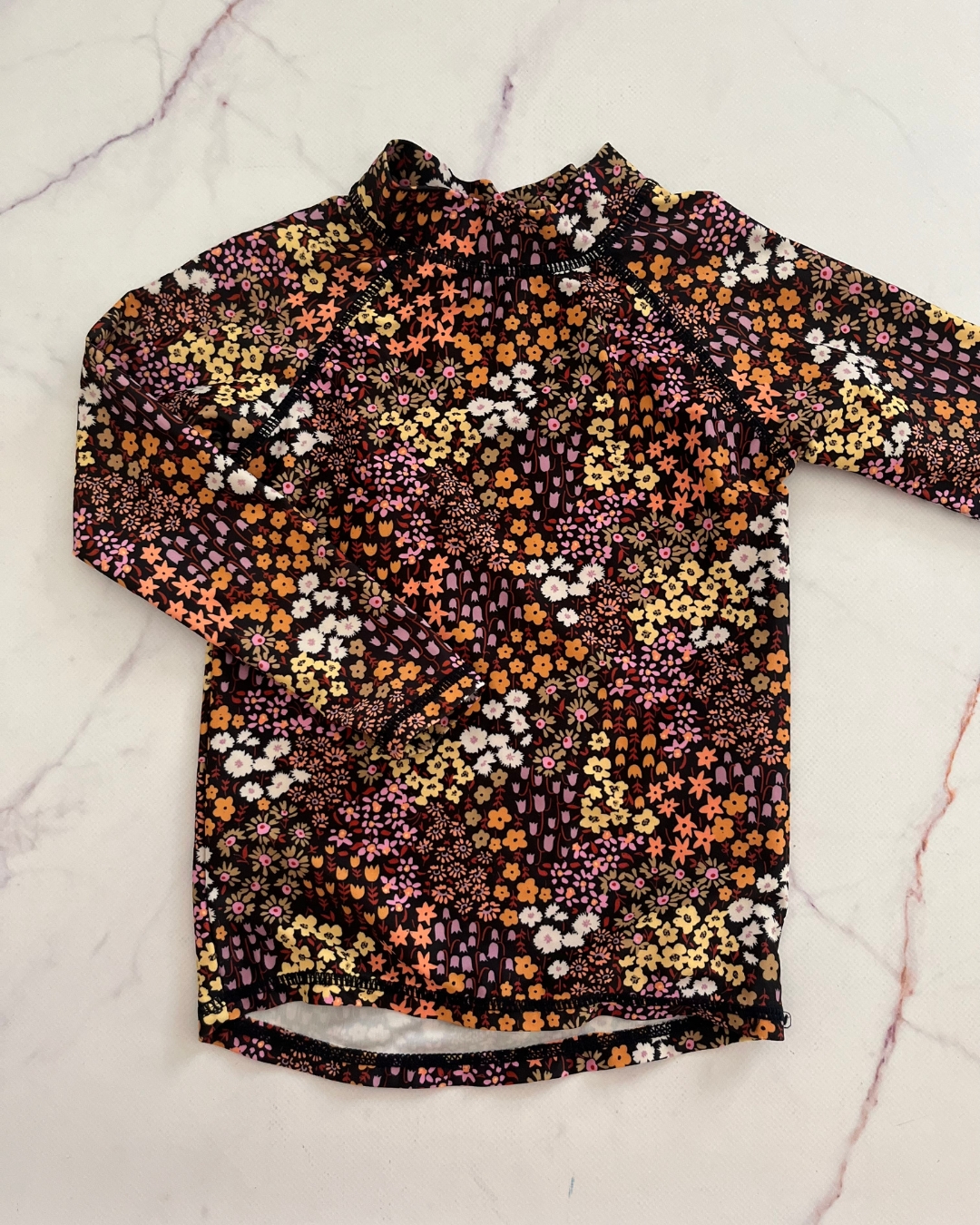 Cotton On black flower rash vest 3Y