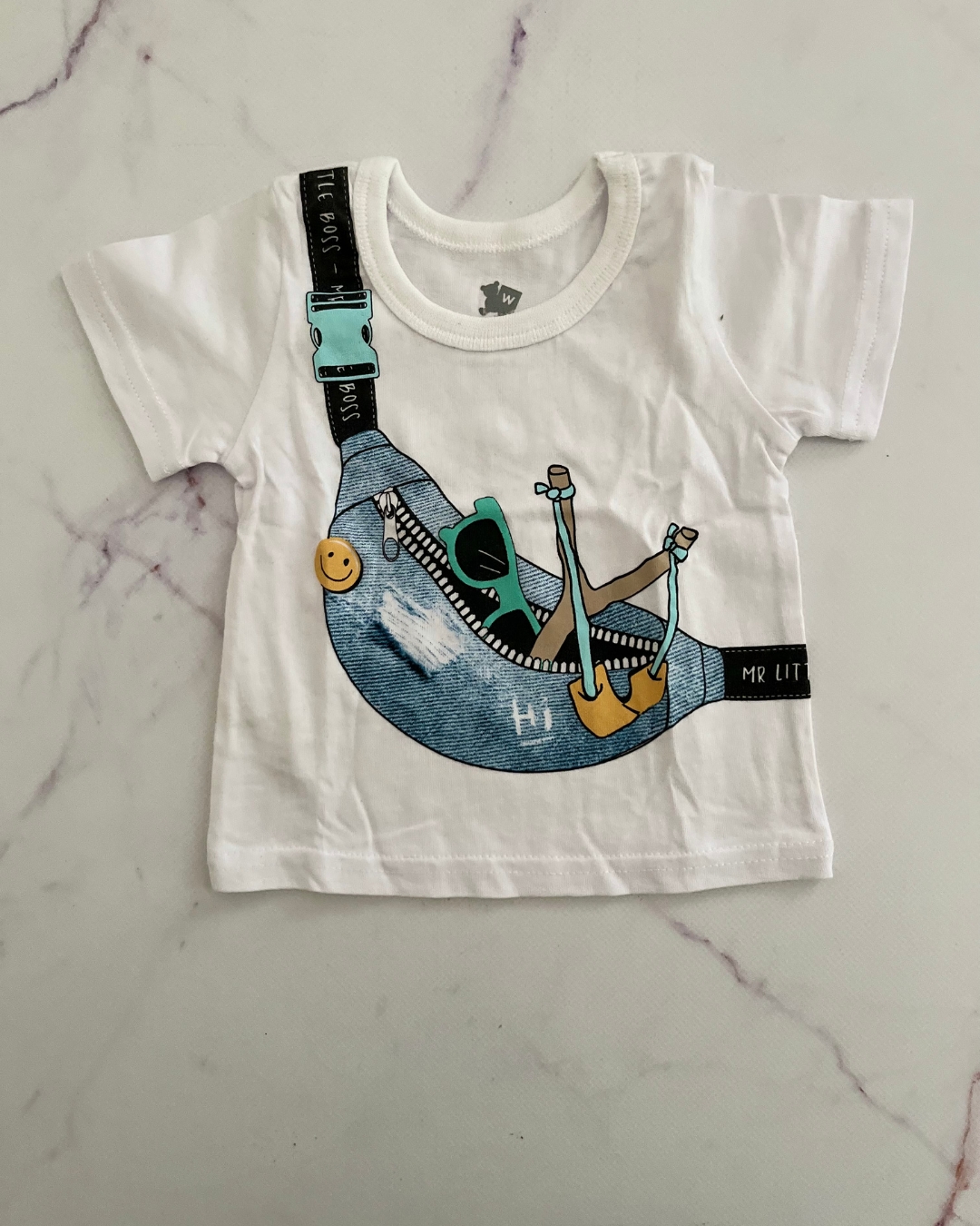 Woolworths white bag print T shirt 1/3M