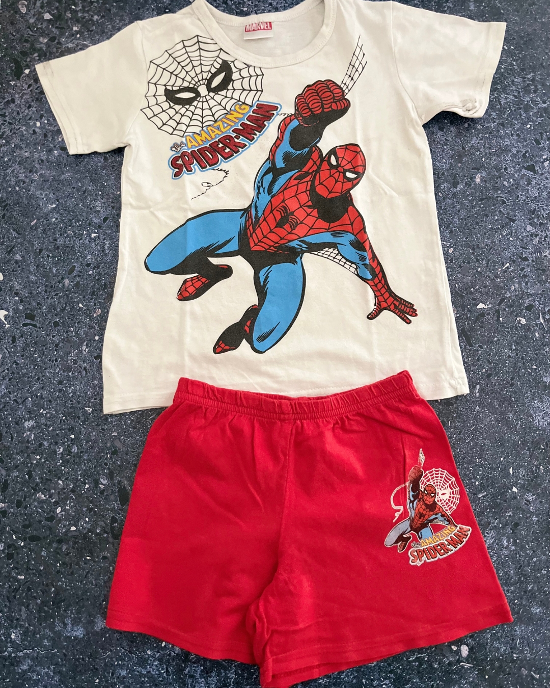 Spiderman white and red summer pajama set 3/4Y