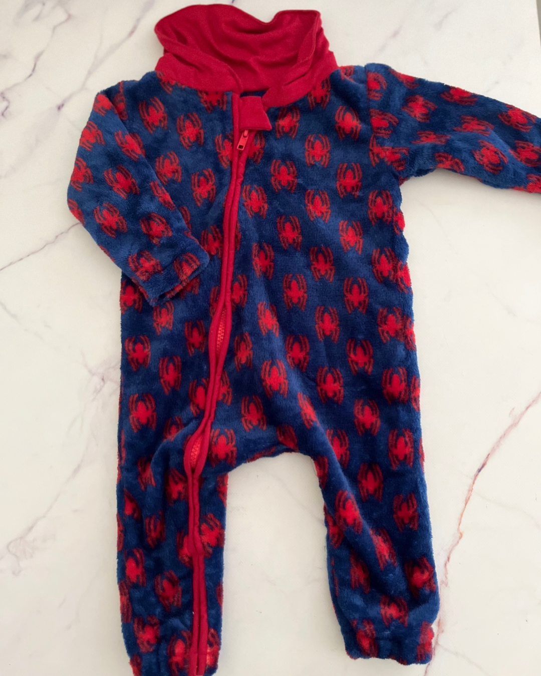 Spiderman blue fleece onesie 6/12M