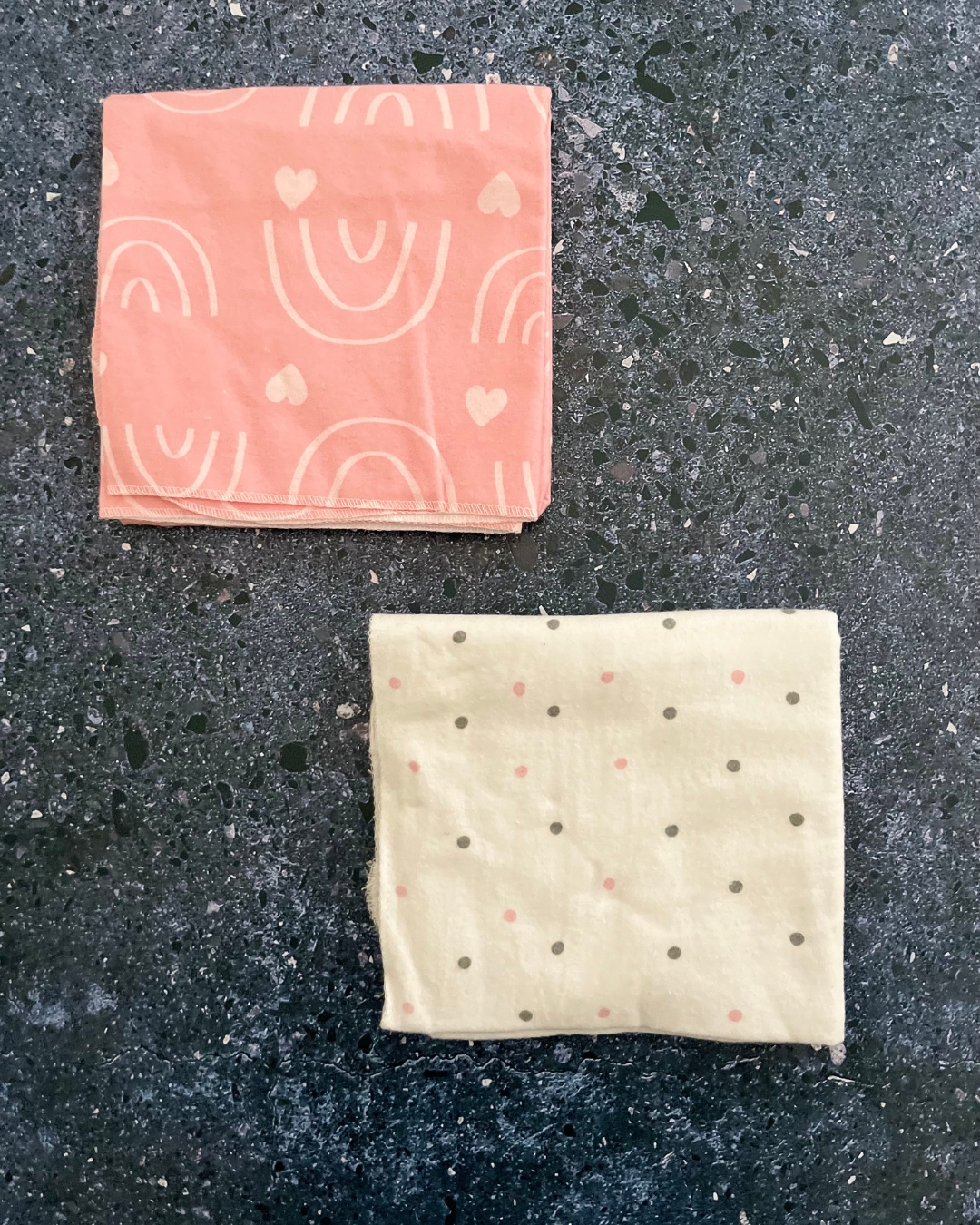 Pink rainbow and white polka dot blanket set