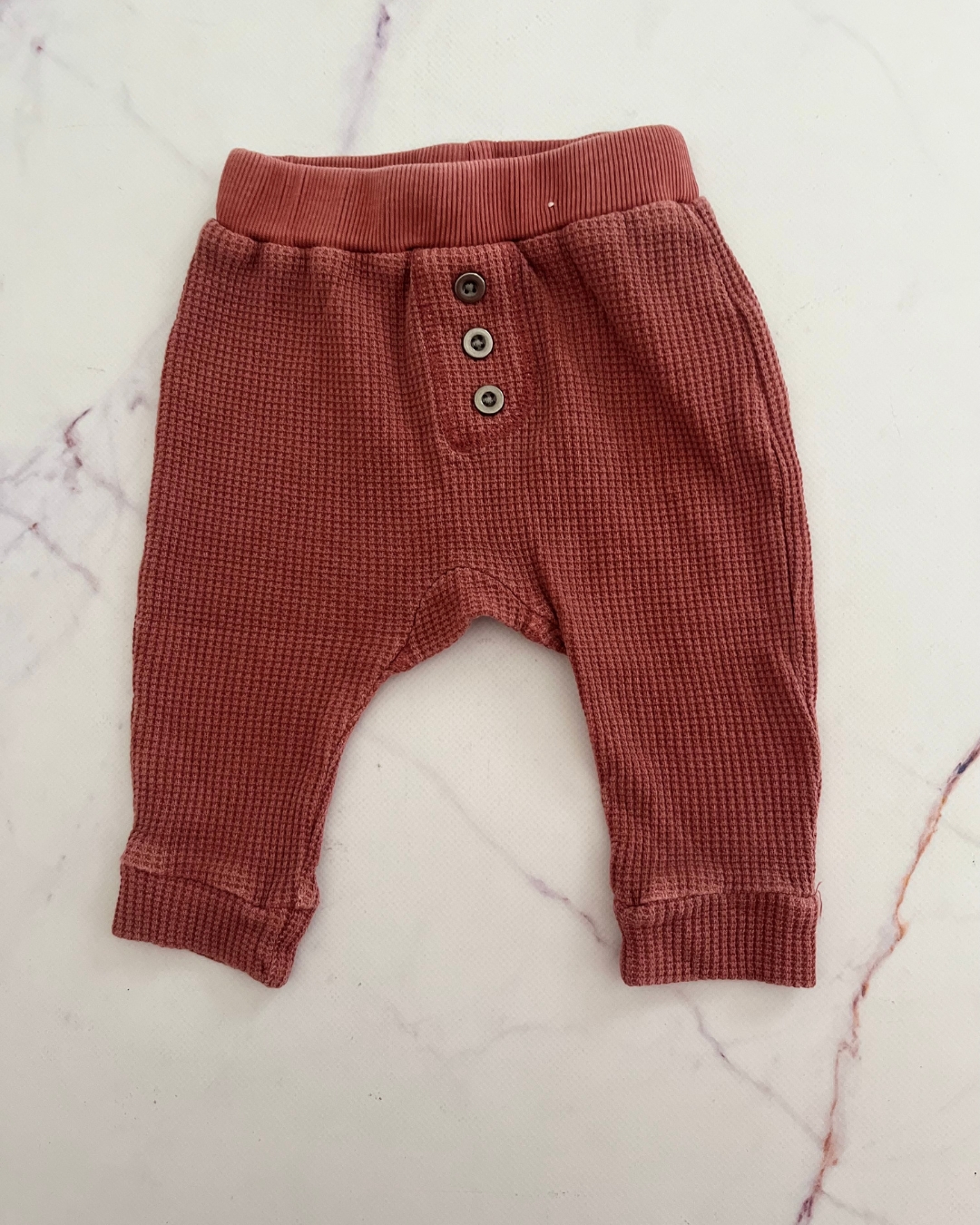 Cotton On maroon waffle weave pants 0/3M