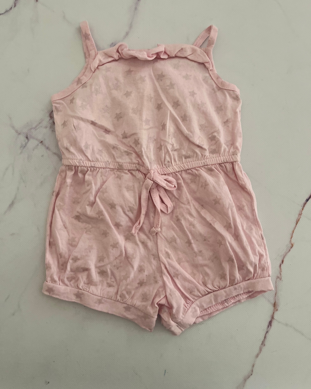 Bon Petit pink star romper 6/12M