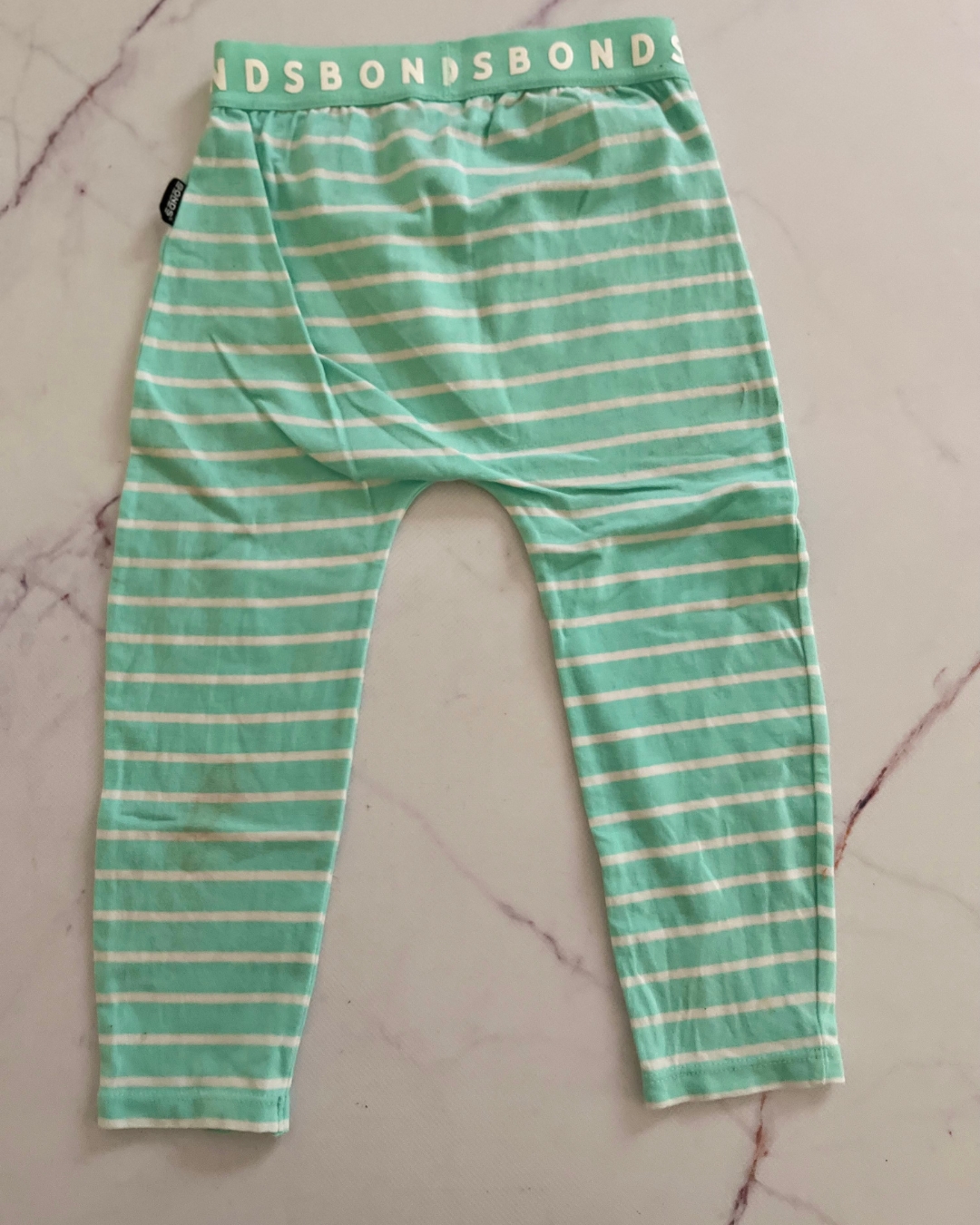 Bonds green and white striped pants 18/24M