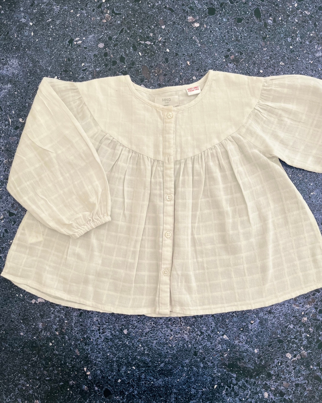 Mango white checked tonal dress 2/3Y