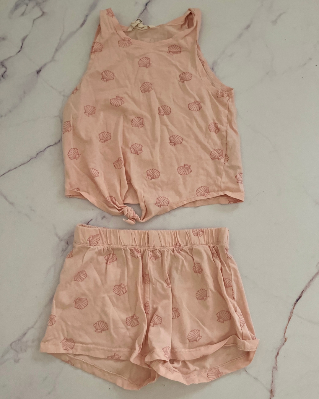 H&M pink shell pajama set 7/8Y