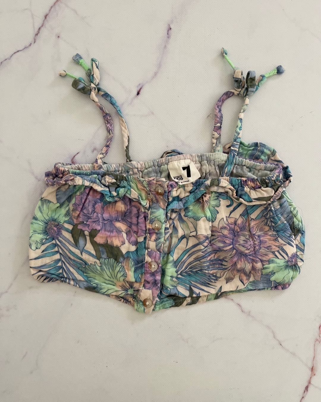 Cotton On peach floral top 7Y