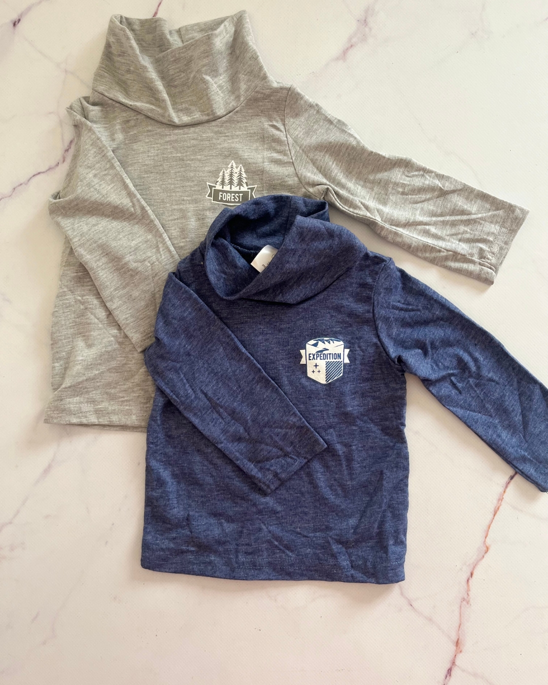 One Two Three grey and blue long sleeve T Shirt set 3/6M