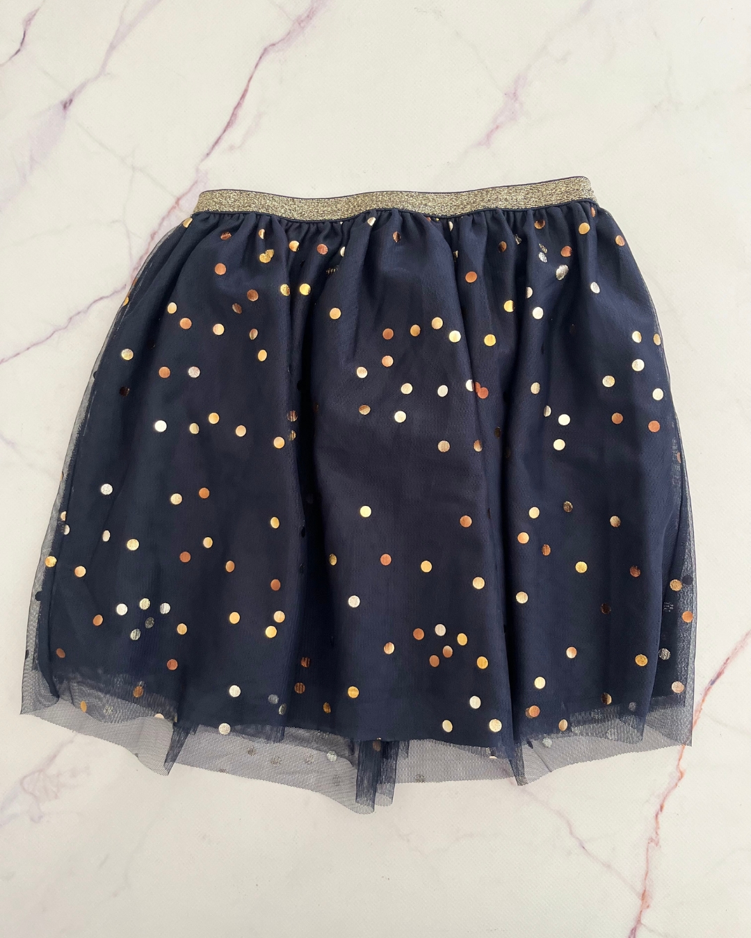 H&M blue tulle gold circles skirt 7/8Y