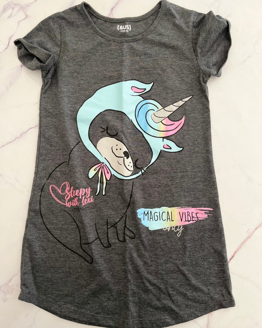 &US grey Puggycorn nightie 10Y