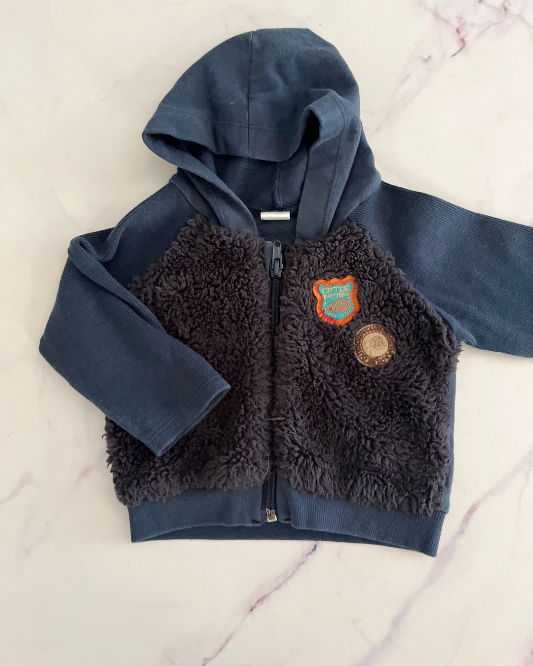 Naartjie blue fleece hoodie 3/6M