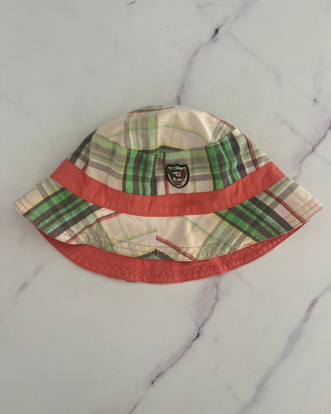 Mama's & Papa's orange and green checked hat 6/9M