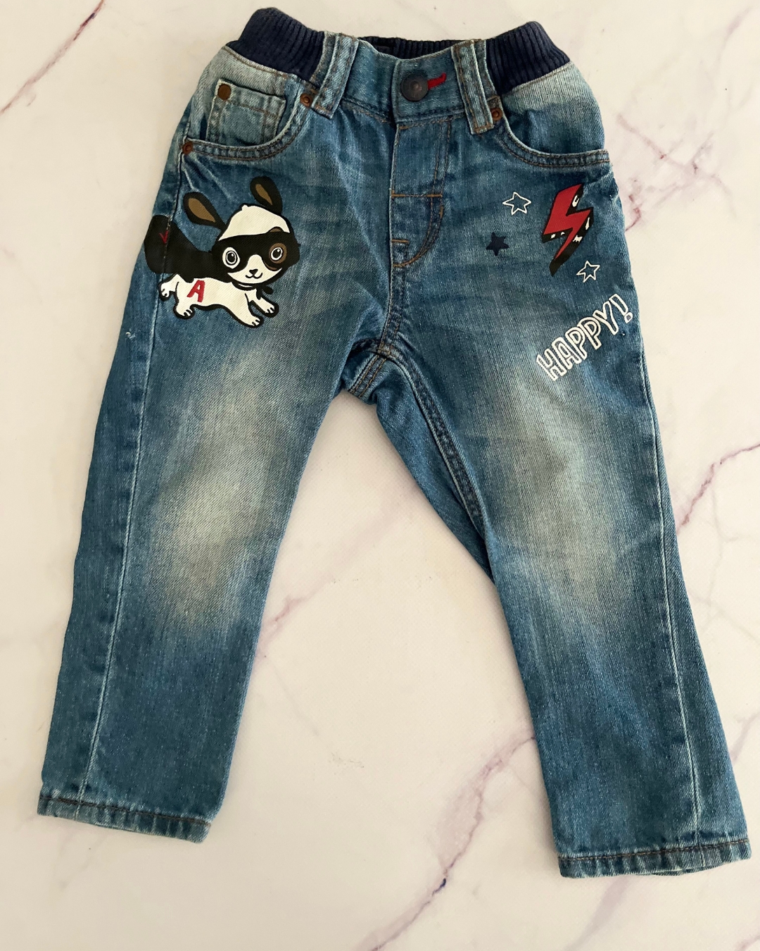 H&M blue Happy Cat jeans 12/18M