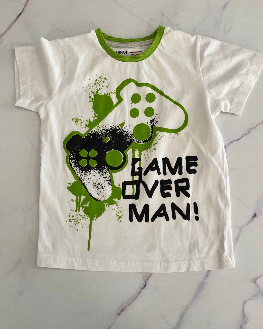 Minoti white Game Over Man T shirt 5/6Y