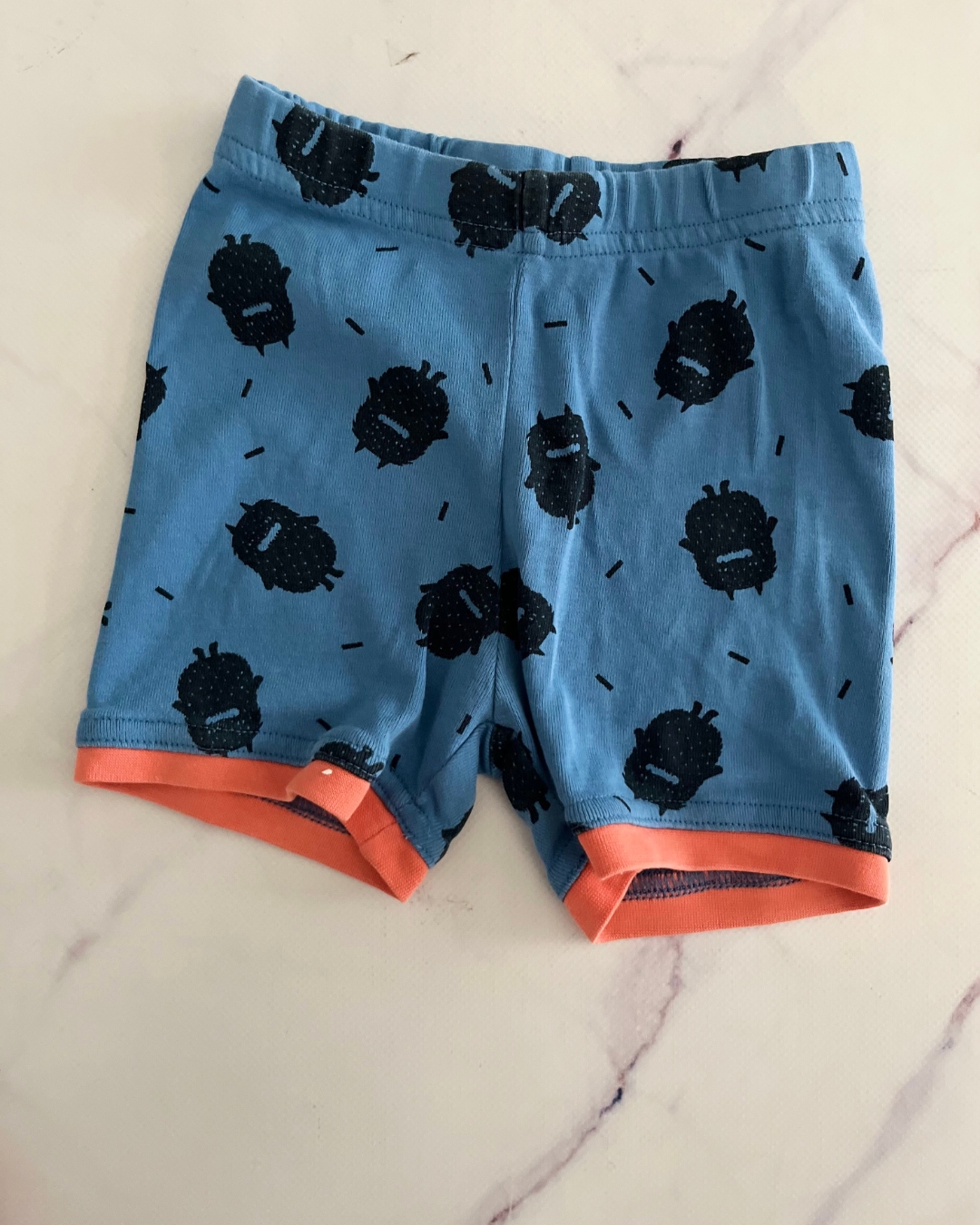 Cotton On blue fuzzy monster sleep shorts 3Y