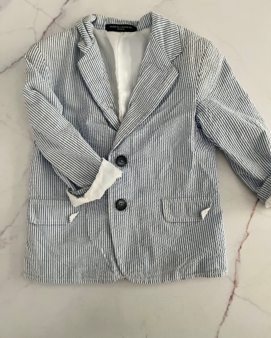 Blue and white striped jacket 4Y