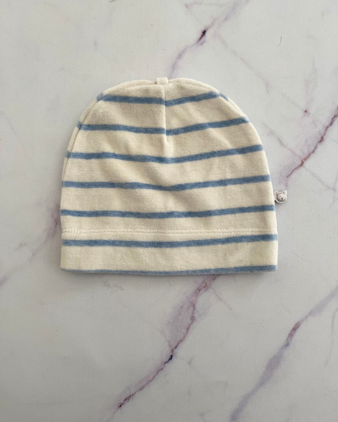 Noukie's blue and white striped beanie 6/12M