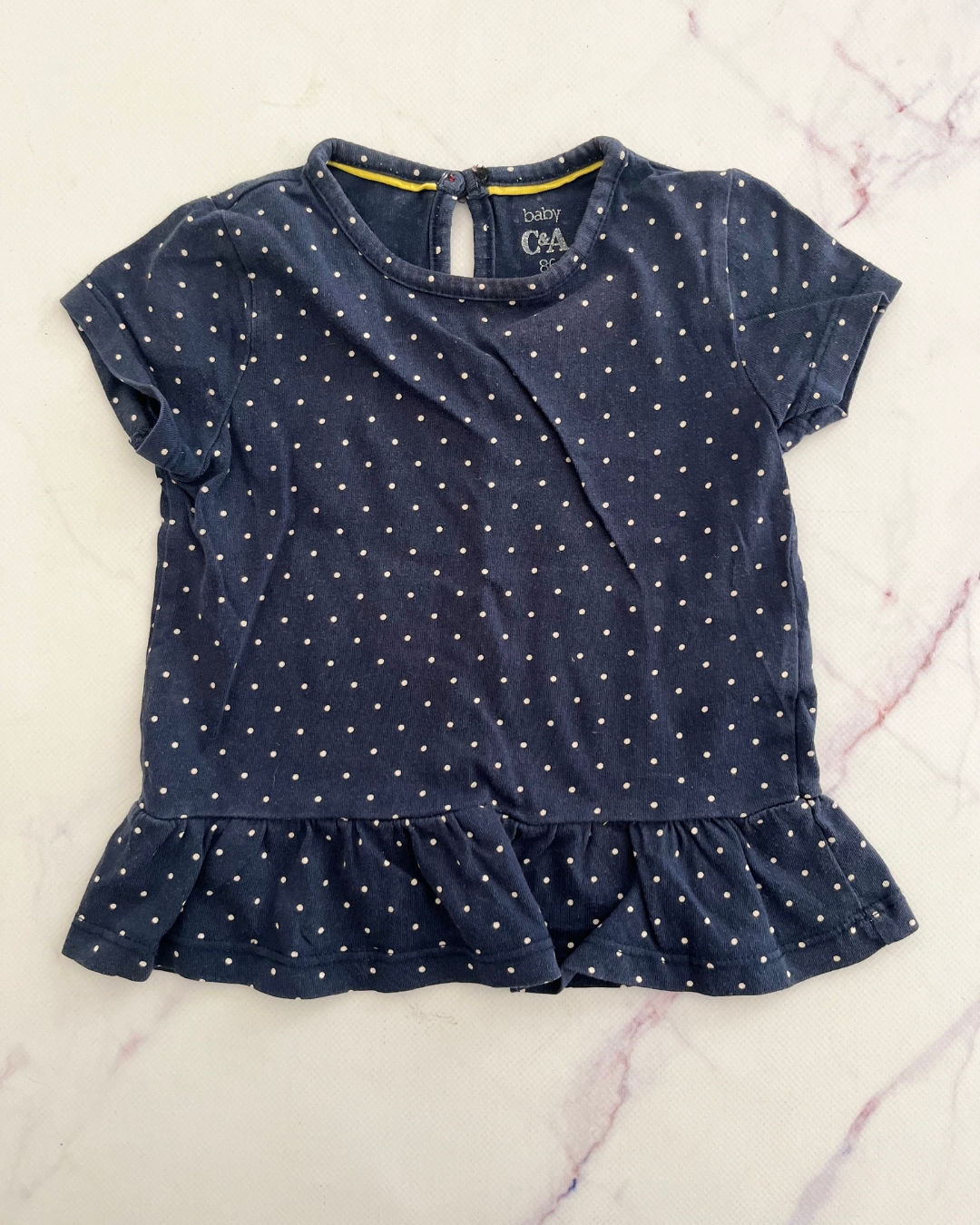 C&A blue polka dot dress 12/18M