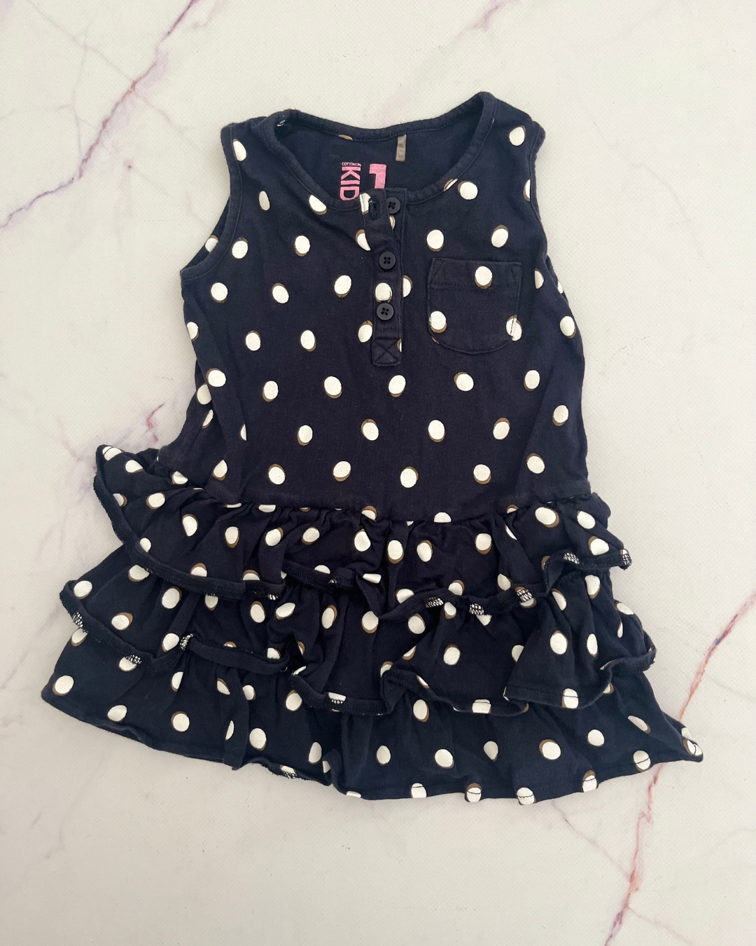 Cotton On blue polka dot sleeveless dress 1Y