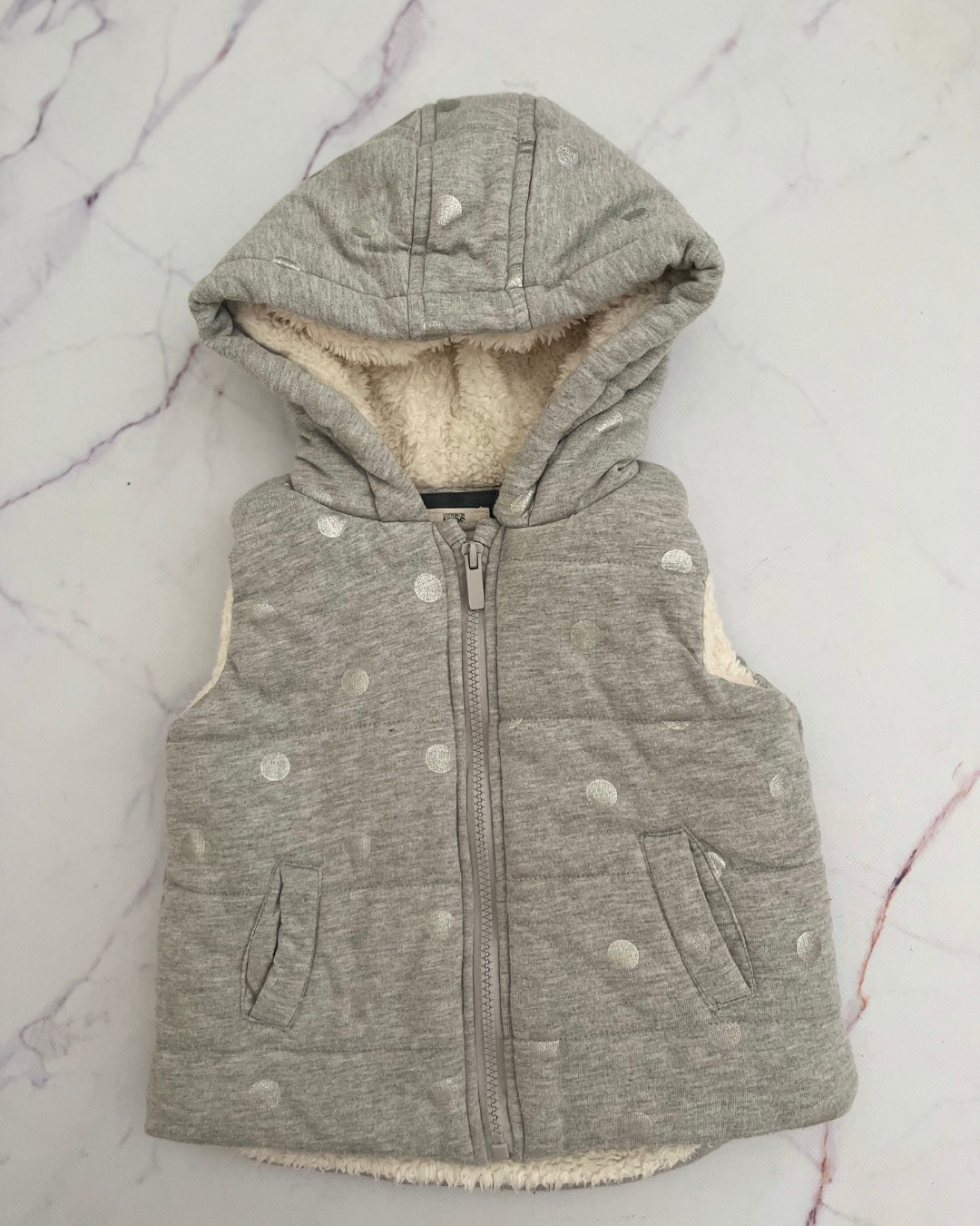 Cotton On grey fleece circle sleeveless hoodie 1/2Y
